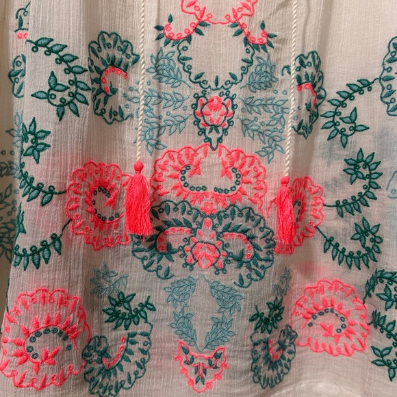 EUC Boden White Tunic with Pink & Teal Embroidery Size 18 - Picture 3 of 4